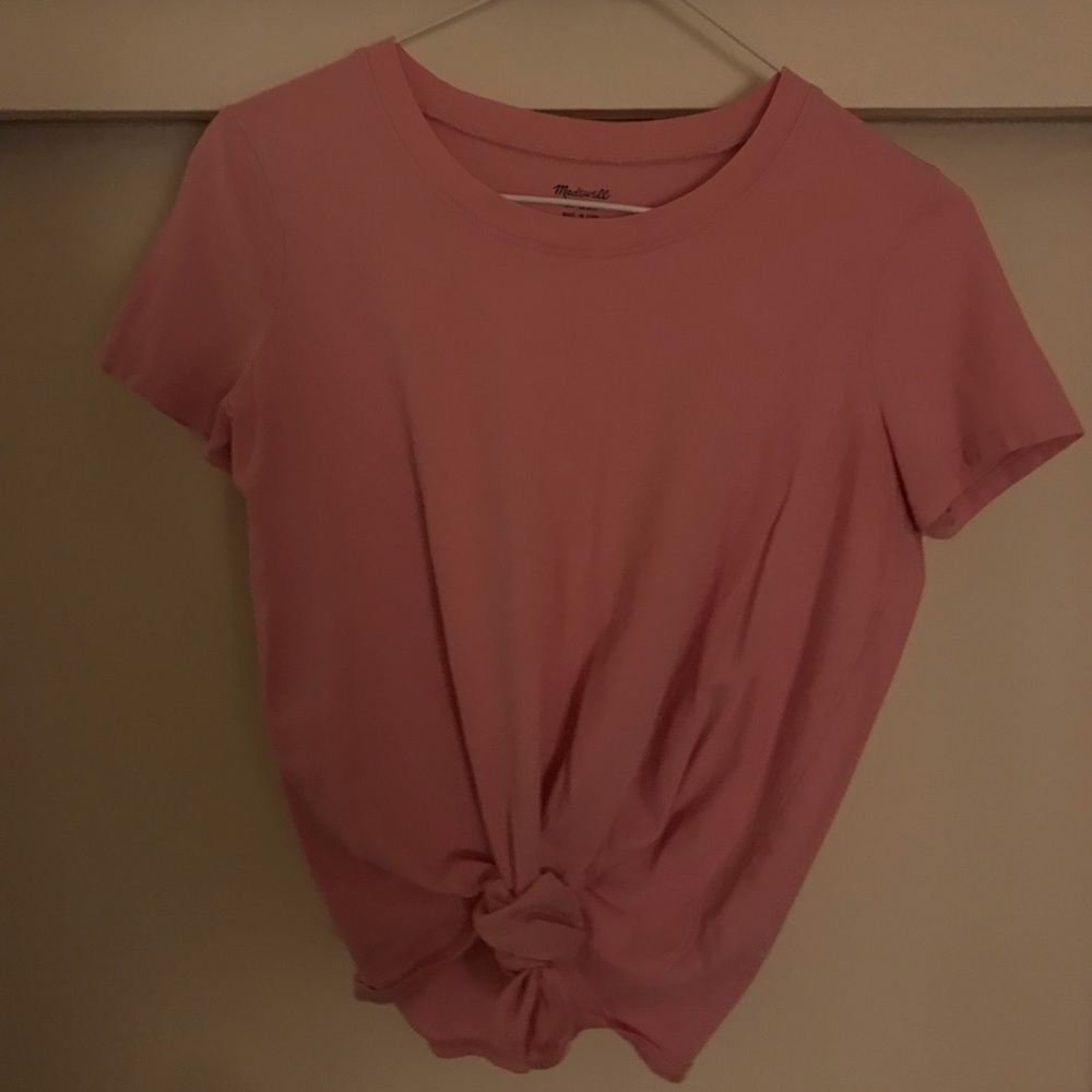 Pink Madewell xxs tie front knot top